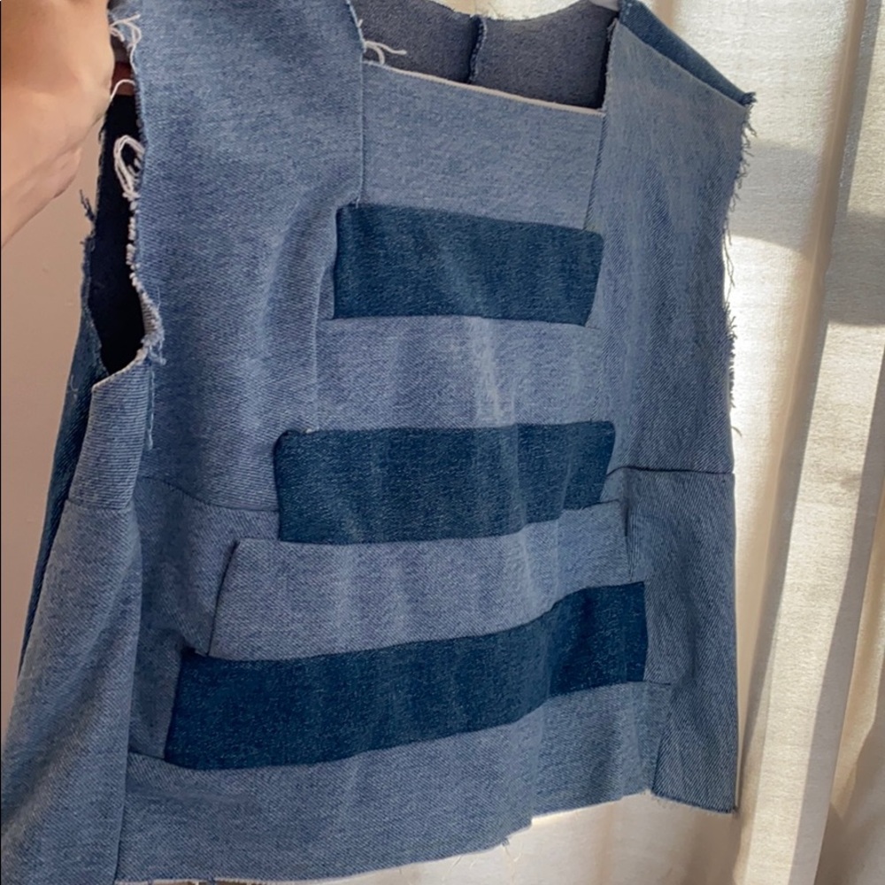 Denim Top-Fits small/medium,with intricate pattern